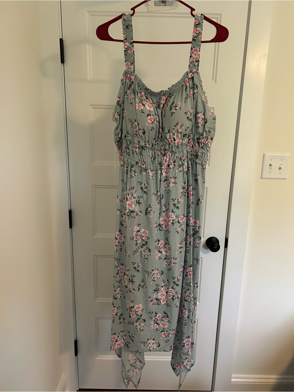 No Boundaries Sage Green Floral Maxi Dress with Pink Blooms